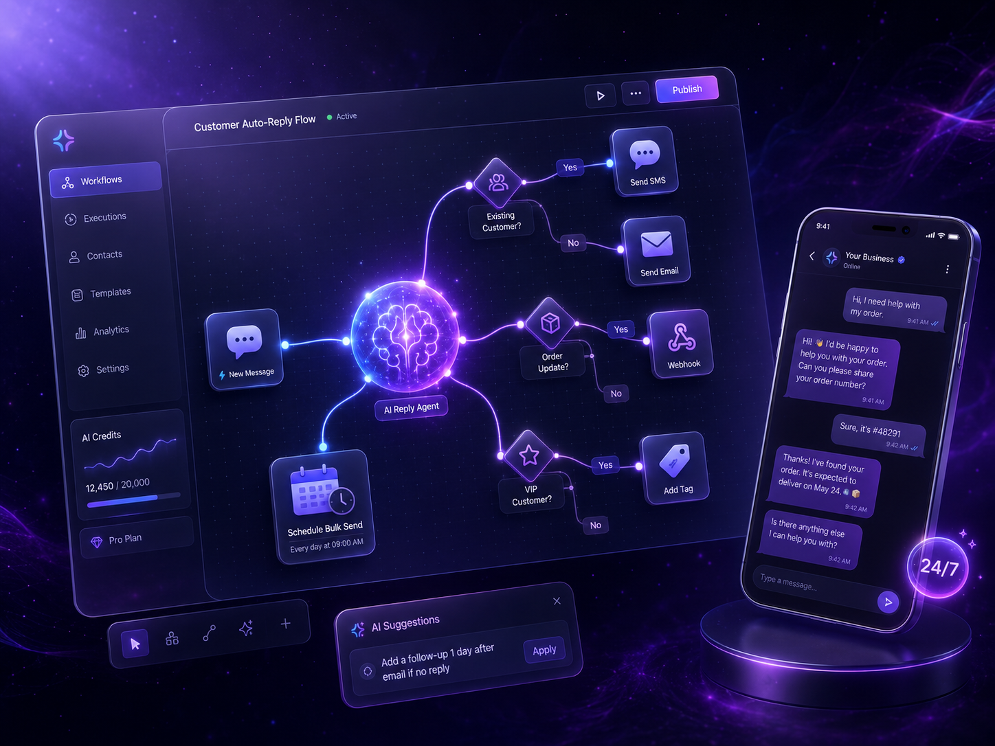 Automatisations SMS avec IA Gemini dans TelVirtuel
